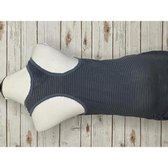 James Perse cotton grey/blue striped racerback ruched maxi dress - Picture 6 of 7